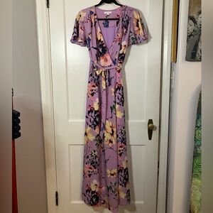 New York & Company Purple Floral Maxi Dress